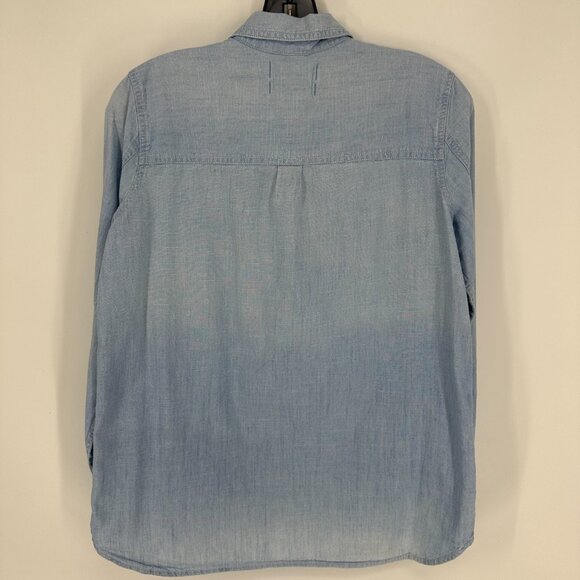 Madewell Chambray Button Down Top Light Wash Denim Long Sleeve Cotton Classic - Picture 2 of 7